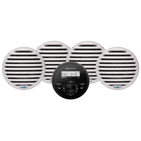 Aquatic AV GS2 Gauge Stereo  2 Pairs of EC651 6.5" White Speakers [CK305]
