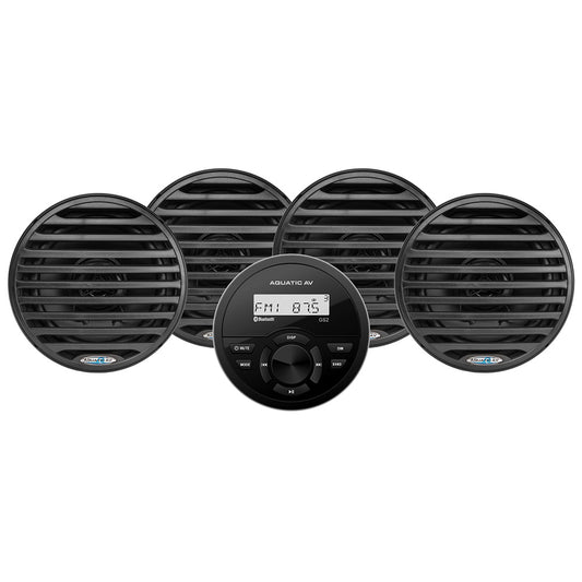Aquatic AV GS2 Gauge Stereo  2 Pairs of EC652 6.5" Black Speakers [CK306]
